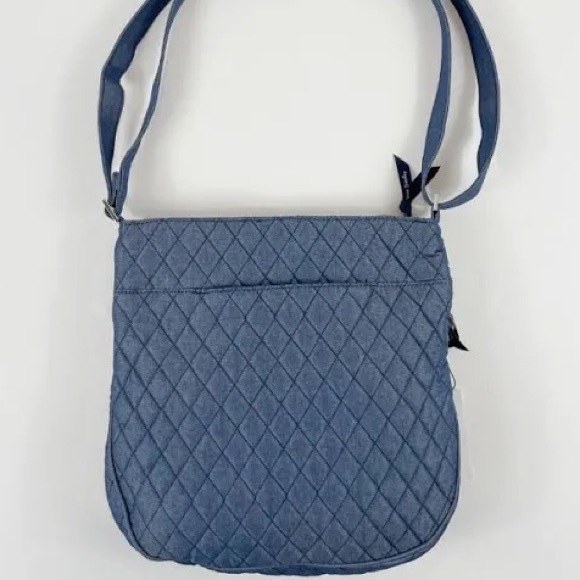 Vera Bradley !Large! Trio Zip Hipster ✨ Quilted Moonlight Navy Denim + Roses - Picture 6 of 8